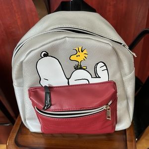 Peanuts Snoopy and Woodstock Red and Silver Gray Mini Backpack, NWT